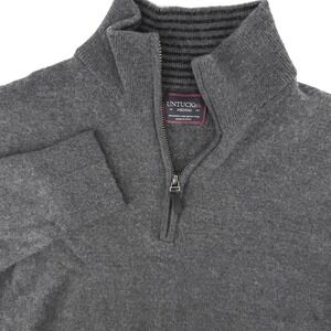 UNTUCKit Belguardo Quarter Zip Sweater Mens Medium Dark Grey Merino Wool 31811